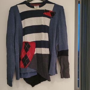Original Catherine Doll Blue and Red Patchwork Sweater